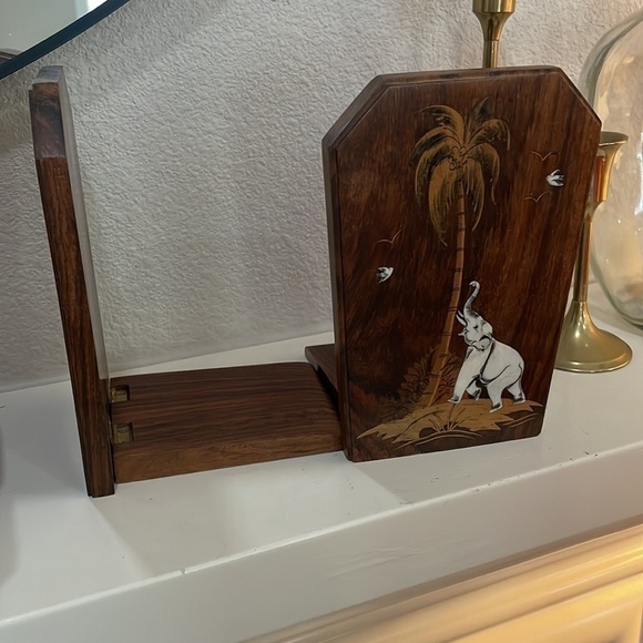 TEAK Elephant Book Ends bookends bookend - Picture 2 of 4
